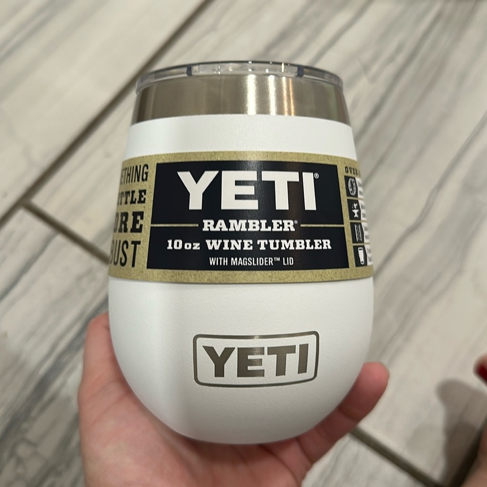 White yeti wine tumbler